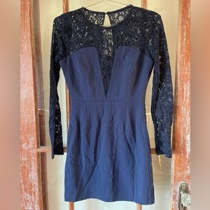Aritzia Babaton Masaki Lace Long Sleeve Mini Dress